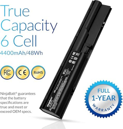 NinjaBatt Battery for HP ProBook 4540S 4530S 4440S 4430S 633805-001 | Fits 6460B PR06 PR09 HSTNN-DB2R HSTNN-IB2R HSTNN-LB2R HSTNN-OB2R 633809-001 633733-241 4730S – 6 cells 4400mAh 10.8V - size: HP 4540S 4530S 4440S