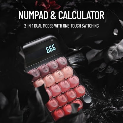 LOFREE Lipstick-Style Tri-Mode Wireless Mechanical Numpad with 4-Level Adjustable Backlight, Hot-Swappable, Rechargeable Wireless Numpad with Bluetooth /2.4G Wireless/USB-C Wired Connection