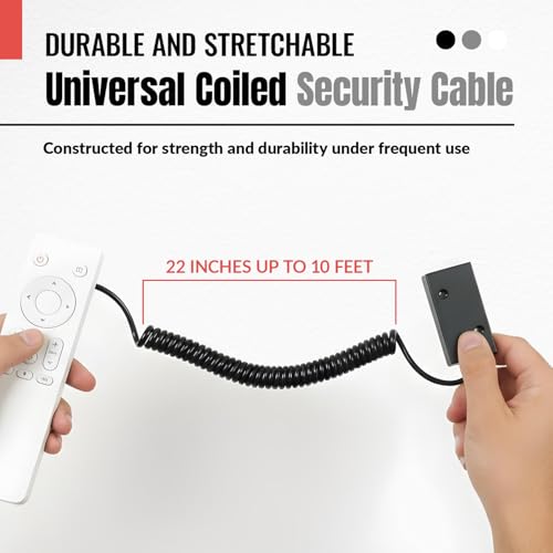 [5 Pack] Universal Coiled Security Cable Bulk Pricing Available - Remote Control Tether Security Cable Leash with Hook and Loop Fastener Tape and Double-Sided Tape - Anderic - CBL02 - size: 5 Pack