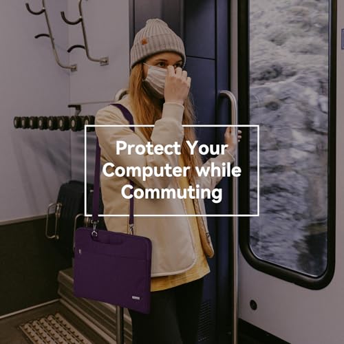 Voova 15.6-15 Inch Laptop Sleeve with Handle, MacBook Sleeve, Dark Purple | Splash-proof 15.6-inch laptop sleeve with handle and removable strap; fits notebooks and MacBook Pro for daily commute - color: Dark purple, size: 14-15.6In & 2019 New Macbook Pro