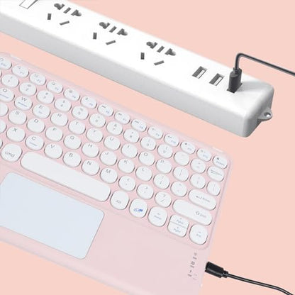 Wireless Keyboard with Touchpad, Ultra-Thin Rechargeable Bluetooth Keyboard Mini, 78 Keys, Pink - color: Pink