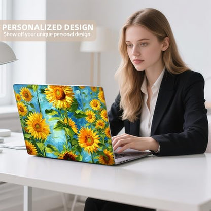 Universal Laptop Skin Sticker for 12/13/14/15.6 Inch Laptops, Reusable Vinyl Laptop Decal Cover, Waterproof Scratch Resistant Notebook Skin with 2 Wrist Pads,Sunflower Oil Painting - color: Sunflower Oil Painting