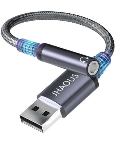 USB to 3.5mm Jack Audio Adapter, TRRS Female Headset Audio Jack Adapter, JHAOUS USB-A to 3.5mm AUX Stereo Converter Compatible for PC Windows, Laptop, Mac, Desktops, Linux, PS5 PS4 Docking Station