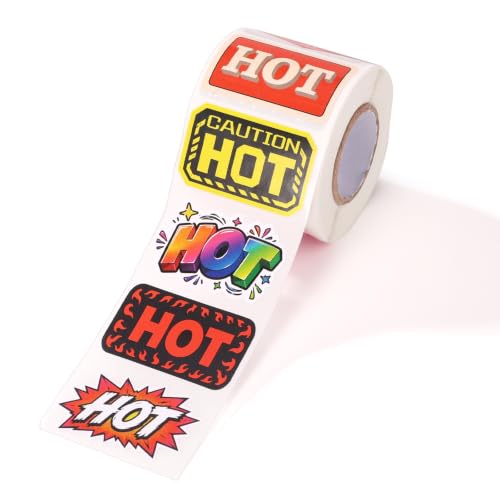 500pcs Rave Hot Stickers, HOT Theme Stickers (10 Styles) | Bold Flamed Shaped Stickers Labels for Rave Music Festivals Home Party & Food Labeling Restaurant Stores Supplies