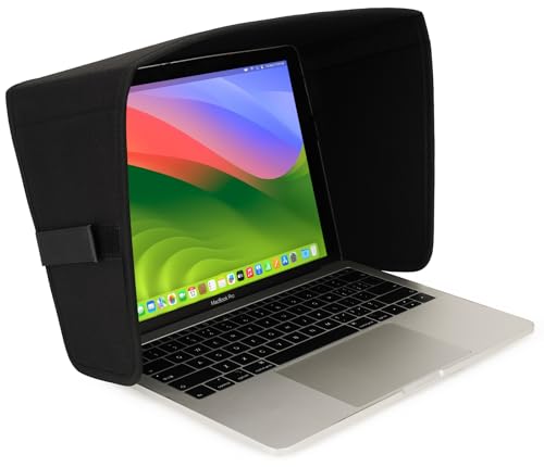 Laptop Sun Shade for Outdoor Work, Light Weight Computer Privacy Hood & Glare Shield, Foldable Shield Cover, M(Most 13-14" Laptop) - color: Black, size: M (Most 13-14" laptop)