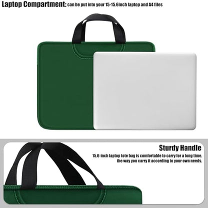 Laptop Sleeve Case 15.6 Inch, Traveling Briefcase Handle Bag & with Extra Pockets, Computer Protective Case Compatible for 15 15.6 inch HP, Dell, Acer, Asus, Dark Green - color: Dark Green, size: 15.6 inch