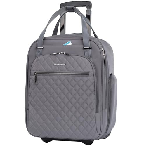 EMPSIGN Underseat Carry On Wheeled - 16" Carry on Bag with Wheels Multi-functional Lightweight Rolling Bag Overnight Weekender Small Suitcase for Women Men Travel Business, Dark Grey - color: Dark Grey