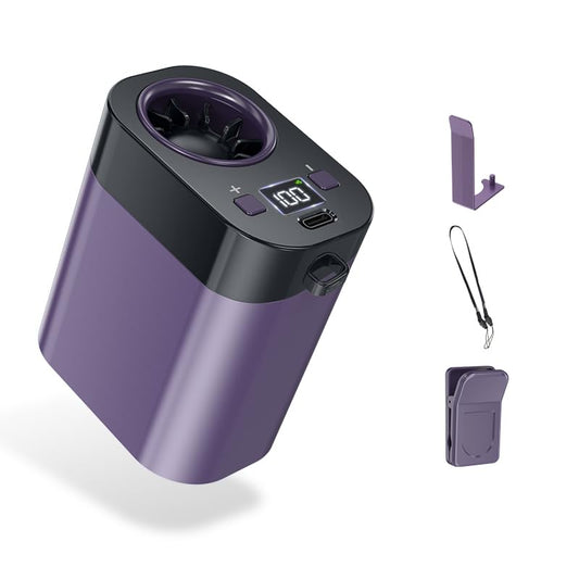 Portable Rechargeable Waist Fan Bladeless, 24H Max Cooling, 100-Speed 20000RPM Turbo Cooling Battery Personal Fan, Hands-Free Shirt/Belt/Neck Fan for Work Outdoor Travel, Purple - color: Purple