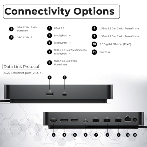 Dell Pro Smart Dock SD25 Bundle - 10Gbps, 3 Year Warranty, Supports Dual/Triple Monitors & 4K Displays with 180W Power Supply, Anyhdd HDMI, DisplayPort, USB C Cable, Cloth - Docking Station - style: Dell SD25 New