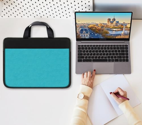 Laptop Sleeve Bag 15.6 inch, Travel Laptop Case Handbag Shockproof Protective Computer Cover Carrying Bag Briefcase for 15" 15.6" HP Asus Acer Dell Lenovo Laptop Notebook Ultrabook, (Black/Sky blue) - color: Black/Sky Blue, size: 15.6 inch