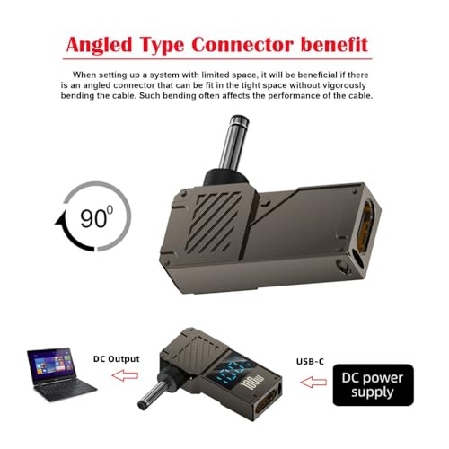USB C to DC Adapter,USB C Female to DC 3.5x1.3mm Barrel Jack Plug PD 100W Laptop Fast Charging Adapter with Wattage Display - style: 3.5x1.3mm
