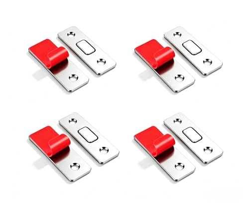 Cabinet Door Catch -4 Pack Ultra Thin Cabinet Door Magnetic Catch,Cabinet Magnets,Adhesive Drawer Latch,Cabinet Magnetic Catch,Strong Hold for Drawer Closet Door Magnetic Door Catch Closer-Silver - color: Sliver, size: 4 Pack