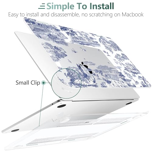 for MacBook Air 13 Inch (13.6 Inch) Case, M5/M4/M3/M2 Chip 2026 2025 2024 2023 2022, Hard Plastic Printed Cover with Screen Protector & Keyboard Cover & Dust Plugs, Toile Pattern - color: Toile Pattern