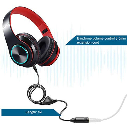 PChero 2 Packs 3.5mm Headphone Extension Cable with Volume Control, 3.3FT | Male to Female, Stereo Audio Jack Extender Aux Extension Adapter Cord, for Headset Earphones Smartphones Tablets MP3 Players - size: 3.3 ft, 2 Packs