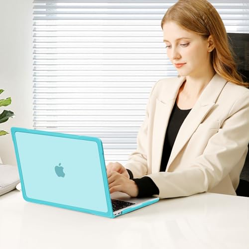 MOSISO Compatible with MacBook Air 13 inch Case M1 2018-2021, Turquoise | Reduces-Fingerprints with Soft TPU Bumper Shell&Keyboard Cover for MacBook Air 13.3 M1, 2021 2020 2019 2018 A2337 A2179 A1932 - color: Turquoise
