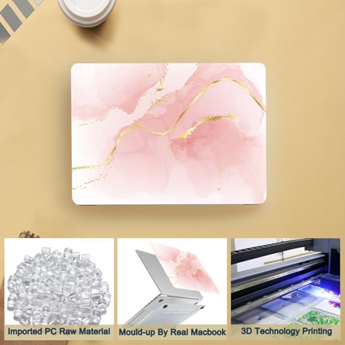 Laptop Case Compatible with MacBook Air 13 inch Case 2017 2016 2015 2014 2013 2012 2011 2010 Release Model A1466 A1369, Plastic Hard Shell Case Cover & Keyboard Cover Skin - Pink Marble - color: 1255 Pink marble, size: Air 13" 2010-2017(A1369/A1466)