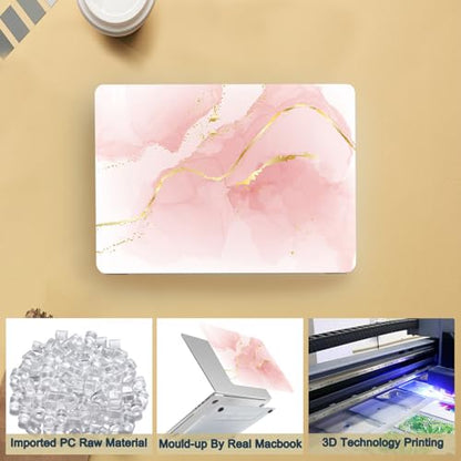 Laptop Case Compatible with MacBook Air 13 inch Case 2017 2016 2015 2014 2013 2012 2011 2010 Release Model A1466 A1369, Plastic Hard Shell Case Cover & Keyboard Cover Skin - Pink Marble - color: 1255 Pink marble, size: Air 13" 2010-2017(A1369/A1466)