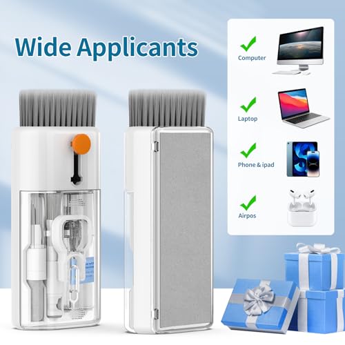 Keyboard Cleaner Laptop Cleaning Kit - All in One Computer Tech Cleaning Brush, Multi-Function Pc Accessories with Airpod Cleaning Kit, Electronic Laptop Screen Cleaner for MacBook, iPhone, Gaming - color: Bright White