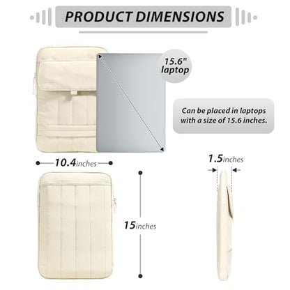 15.6 Inch Puffy Laptop Sleeve with Handle, Vertical Quilted Laptop Shoulder Bag with Luggage Strap, Compatible with 14-Inch Laptops, MacBook Pro/Air/Neo M5/M4/M3, for Women Travel Work (Yellow) - color: Yellow