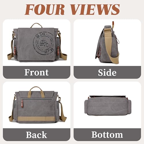 FSD.WG Satchel Messenger Bag for Men Canvas,Travel Shoulder bag 13.5" Laptop Bags - color: Grey