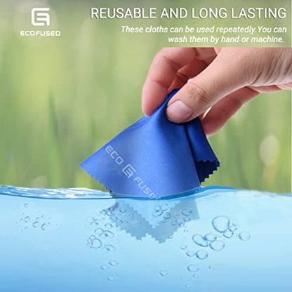 Eco-Fused Microfiber Cleaning Cloths - 10 Colorful Cloths and 2 White Cloths - Ideal for Cleaning Glasses, Spectacles, Camera Lenses, iPad, Tablets, Phones, LCD Screens (Blue/Grey) - color: Blue/Grey (12 Pack)
