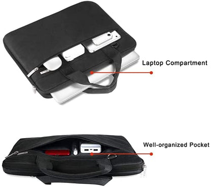 Voova Laptop Bag 13-14 Inch, 360° Protective Laptop Case Sleeve with Shoulder Strap Compatible with Macbook Air 13, MacBook Pro 13/14, Waterproof Computer Bag Slim Briefcase for Men Women, Black - color: Black, size: 13-13.5 inch