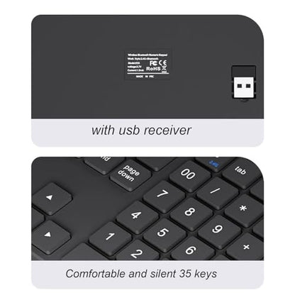 Gugxiom Bluetooth Number Pad, 2.4G Numeric Keypad Numpad, 35 Keys, Rechargeable Financial Accounting Numeric Pad for Laptop Desktop PC (Black)