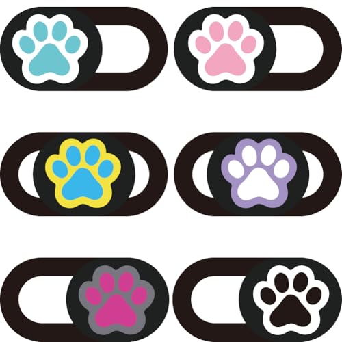 6Pcs 6 Styles Paw Print Cute Laptop Camera Cover 0.04 Inch Privacy Guard Accessories, Webcam Cover Slide Ultra Thin Protector Blocker for Desktop Computer Tablet Notebook Mini PC Office Use - color: Paw Print