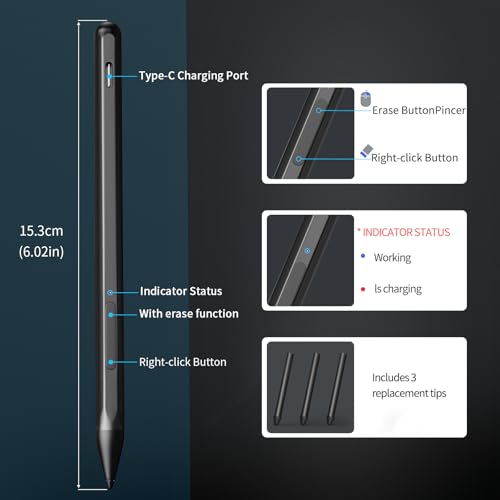 Stylus Pen for ASUS Transformer/Mini/ASUS Zenbook Flip/Pro/ASUS Vivobook Flip/Pro/Duo/ASUS Notebook, Rechargeable MPP 2.0 Tilt Active Pen with 4096 Pressure Sensitivity, Tpye-c Charge, Blue - color: Blue