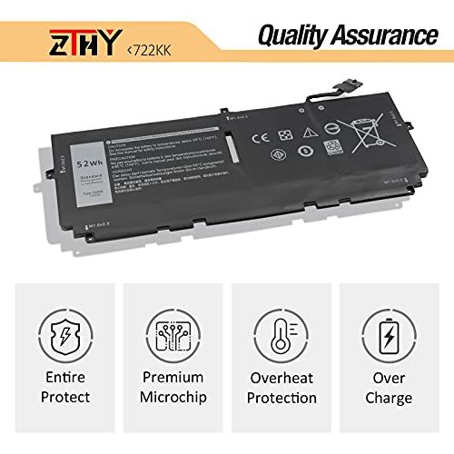 722KK Laptop Battery for Dell XPS 13 9300 2020 Edition XPS 13 9310 2020 | Edition XPS 13 9380 2020 Edition P117G P117G002 P117G001 Series 0WN0N0 WN0N0 02XXFW 2XXFW FP86V 7.6V 52Wh - size: 10.51*4.06*0.16 inch 722KK