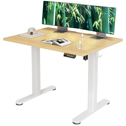 Claiks Electric Height Adjustable Standing Desk, 40x24 Inch, Bamboo | Smooth Height Adjustment, 4 Memory Presets, Cable Management Hub&Hook, Stable Steel Frame, 176lbs Capacity, Easy Assembly - color: Bamboo, size: 40