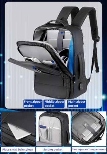 17/15.6" Business laptop backpack, PU backpacks, Travel laptop backpack,carry on backpacks, Expandable backpack Men Women (01#Standard, Black) - color: 01#black, style: 01#standard