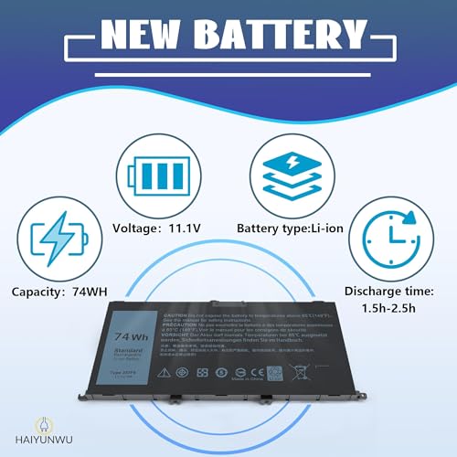74Wh 357F9 Battery for Dell Inspiron 15 7559 | Compatible with Inspiron 7557/7567/7566/7759/5576/5577 15 7000 Gaming INS15PD Series P57F/P65F/P65F001 P/N:71JF4/0357F9/0GFJ6