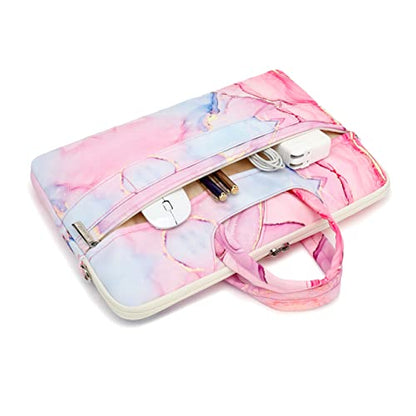 canvaslife Pink marble Patten Waterproof Laptop Shoulder Messenger Bag Case Sleeve for 14 Inch 15 Inch Laptop Case Laptop Briefcase 15.6 Inch - color: Pink Marble, size: 15 inch/15.6 inch