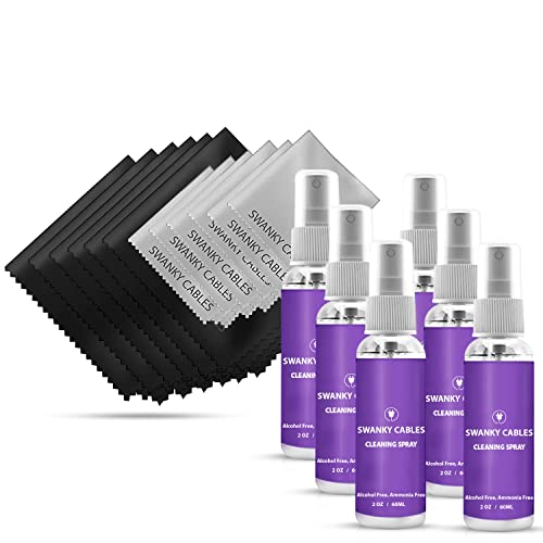 Swanky Computer Screen Cleaner Kit: Set of Electronic Cleaner Spray Microfiber Cleaning Cloth for Tv Cleaner - Ipad Screen Cleaner - iPhone Cleaner - Monitor Cleaner - Laptop Cleaner (2 Oz, 6-Pack) - color: 6 Pack