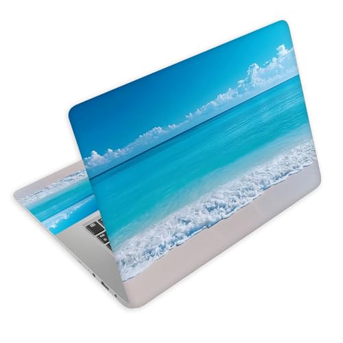 Universal Laptop Skin Decal, 3-Piece Vinyl Protector for 12 13 14 15.6" Notebook, Waterproof Anti-Scratch, Easy Trim & Bubble-Free Finish, Serene Beach Scene - color: Serene Beach Scene