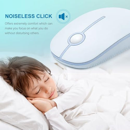 VssoPlor Wireless Mouse, 2.4G Slim Portable Computer Laptop Mouse with Nano Receiver Quiet Silent Optical Mice for Notebook, PC, Laptop, Computer-Light Blue - color: Light Blue