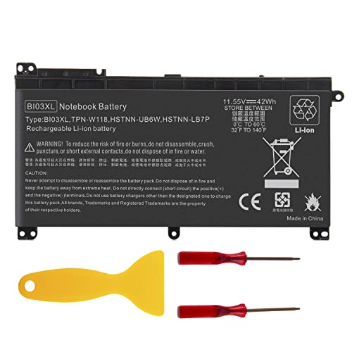 TREE.NB BI03XL 0N03XL 844203-850 844203-855 Laptop Battery for HP Pavilion X360 m3-u m3-u001dx 13-u HSTNN-UB6W HSTNN-LB7P 915486-855 915230-541 Battery for HP Stream 14-ax000 14-ax010wm - size: 11x2.13x0.77inch BI03XL