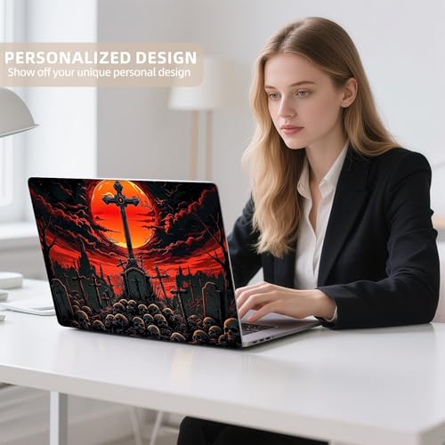 Universal Laptop Skin Sticker for 12/13/14/15.6 Inch Laptops, Reusable Vinyl Laptop Decal Cover, Waterproof Scratch Resistant Notebook Skin with 2 Wrist Pads,Crossed Skulls - color: Crossed Skulls
