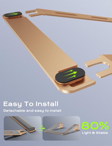 JCZT Aluminum Laptop Stand, Notebook Stand with Wrist Rest, Ergonomic Detachable Laptop Mount, Computer Stand Compatible with 10-17'' All Laptops Such as MacBook Air Pro/HP/Dell/Lenovo, Gold - color: Gold