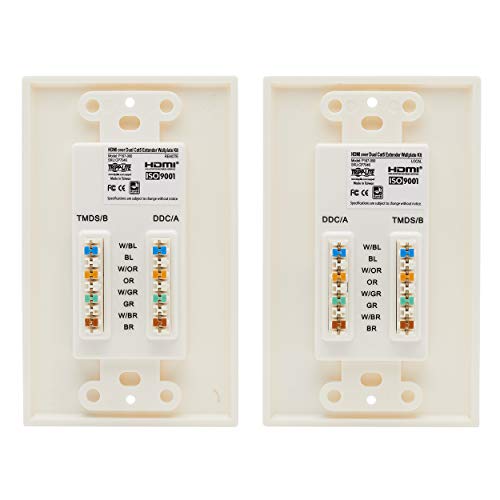 Tripp Lite HDMI Over Dual Cat5/Cat6 Extender Wall Plate Kit with Transmitter and Receiver, TAA, 3 Year Warranty (P167-000) - style: HDMI Wall Plate