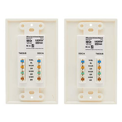 Tripp Lite HDMI Over Dual Cat5/Cat6 Extender Wall Plate Kit with Transmitter and Receiver, TAA, 3 Year Warranty (P167-000) - style: HDMI Wall Plate