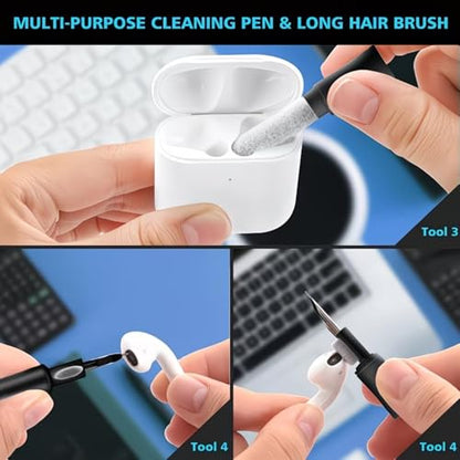 7-in-1 Cleaning Kit: Multifunctional Cleaning Tool Set (for AirPods, Keyboards, Mobile Phones, & Cameras) — Includes Multi-Purpose Deep-Cleaning Brushes and Portable Storage Case