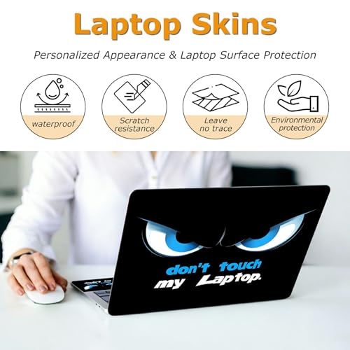 Universal Laptop Skin Sticker with 2 Wrist Pad Decals, 3-Piece Removable Vinyl Laptop Cover, Don't Touch Waterproof Anti-Scratch, Easy-Trim Fit for 13.3" 14" 15.6" Laptops - color: Don't Touch
