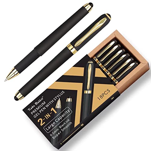 Gel Ink Rollerball Stylus Pen - 18 Pack,0.5mm Fine Point,Large Capacity Black Ink,Writing Smoothly for Office,Business,Gift,Metal Clip,Matt Type - color: 0.5mm-18Pack-Black