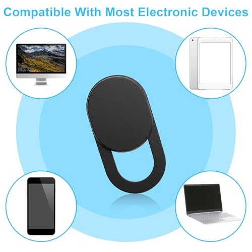 50 PCS Webcam Cover Slide Black Phone Camera Covers, 0.023 Inch Ultra-Thin Universal Laptop Camera Cover Slide Webcam Protects Your Privacy & Security for Laptop, Desktop, Smartphone, Cell Phone