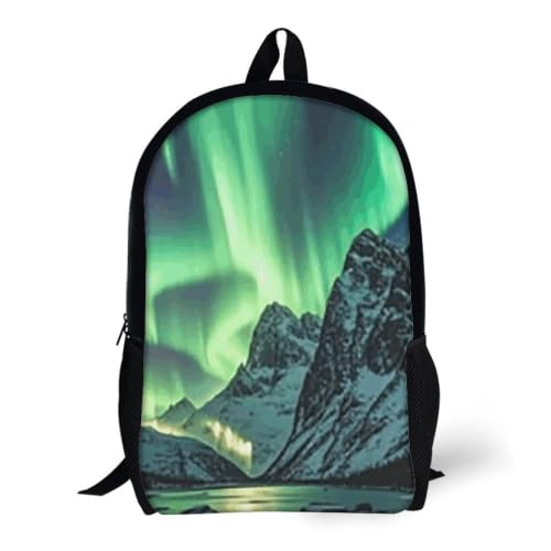 Laptop Backpack with Pocket, Large, Adjustable 17 Inch Bag, Waterproof | Northern Lights Computer Bag for Work, Breathable, Expandable Backpack for Women Men, Portable