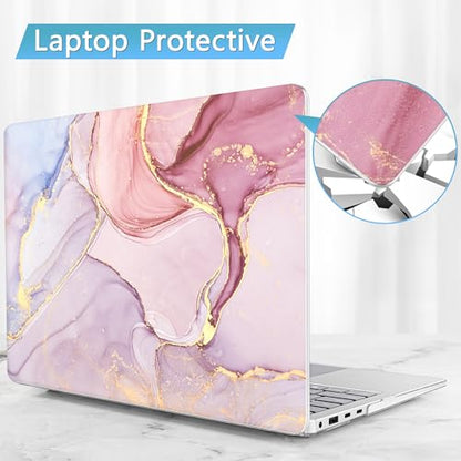 Mektron Case for 13.8" Microsoft Surface Laptop 8/7 (2026/2024) Surface Laptop 13.8 Inch Cover Fits Model 2036, Keyboard Cover +Screen Protector +Dust Plugs, Pink Marble - color: Pink Marble