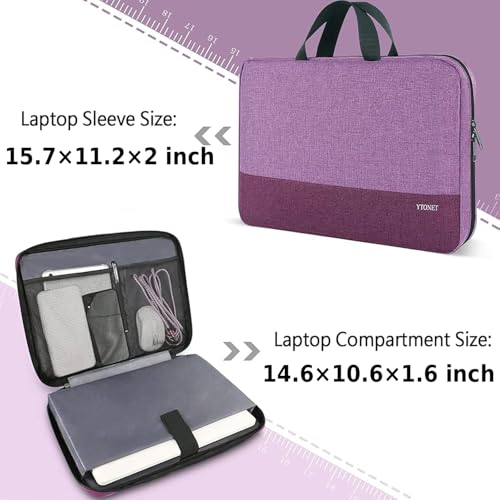 Ytonet Laptop Sleeve Case 16 inch, 15-15.6 Inch, Laptop Cover with Handle | Compatible with HP Dell Lenovo Asus Notebooks, Protective, Carrying Case , Water Resistant, Slim TSA Gift for Women, Purple - color: Purple, size: 16 inch