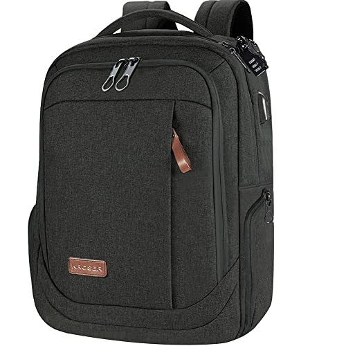KROSER Laptop Backpack Computer Backpack 17.3 Inch for Men-Charcoal Black | Laptop with USB Charging Port Water-Repellent Travel Large Backpack Casual Daypack Business/College/Women - color: A-charcoal Black-17.3"